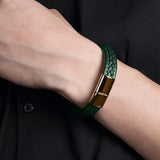 Charm Leather Bracelet Men Punk Jewelry Stainless Steel Magnetic Clasp