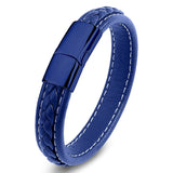 Charm Leather Bracelet Men Punk Jewelry Stainless Steel Magnetic Clasp