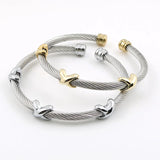Starfish Punk Cable Twist Wire Stripe Cuff Bangle Bracelet
