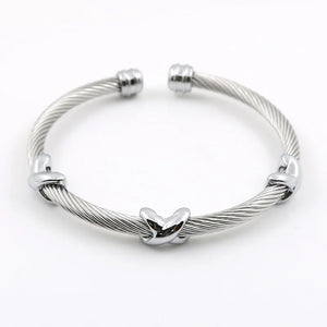 Starfish Punk Cable Twist Wire Stripe Cuff Bangle Bracelet