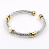 Starfish Punk Cable Twist Wire Stripe Cuff Bangle Bracelet