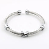 Starfish Punk Cable Twist Wire Stripe Cuff Bangle Bracelet
