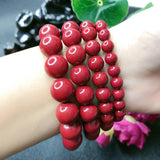Natural Cinnabar Bracelet - Raw Ore Beads - Men/Women