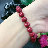 Natural Cinnabar Bracelet - Raw Ore Beads - Men/Women
