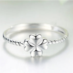 Classic Clover Flower Ring 925 Sterling Silver Ring Women Jewelry Adjustable
