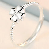 Classic Clover Flower Ring 925 Sterling Silver Ring Women Jewelry Adjustable