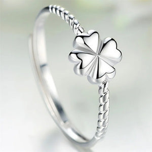 Classic Clover Flower Ring 925 Sterling Silver Ring Women Jewelry Adjustable