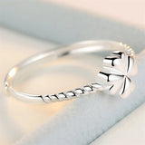 Classic Clover Flower Ring 925 Sterling Silver Ring Women Jewelry Adjustable
