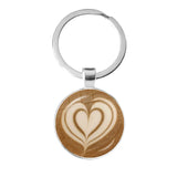 Coffee Latte Heart Art Keychain Chocolate Flower Charm Pendant
