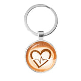 Coffee Latte Heart Art Keychain Chocolate Flower Charm Pendant