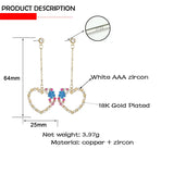 Colorful Crystal Heart Dangle Earrings for Women