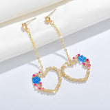 Colorful Crystal Heart Dangle Earrings for Women