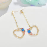 Colorful Crystal Heart Dangle Earrings for Women