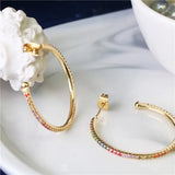 Colorful Zircon Large Earrings Studs for Women Party Fine Jewelry