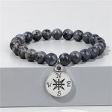 Compass Pendant Agate Bracelet Natural Stone Beaded Jewelry