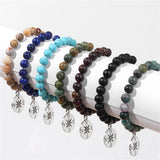 Compass Pendant Agate Bracelet Natural Stone Beaded Jewelry