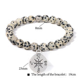 Compass Pendant Agate Bracelet Natural Stone Beaded Jewelry