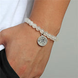 Compass Pendant Agate Bracelet Natural Stone Beaded Jewelry