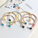 Copper Plated Stone Crystal Bracelets Open Bangle