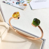 Copper Plated Stone Crystal Bracelets Open Bangle
