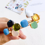 Copper Plated Stone Crystal Bracelets Open Bangle