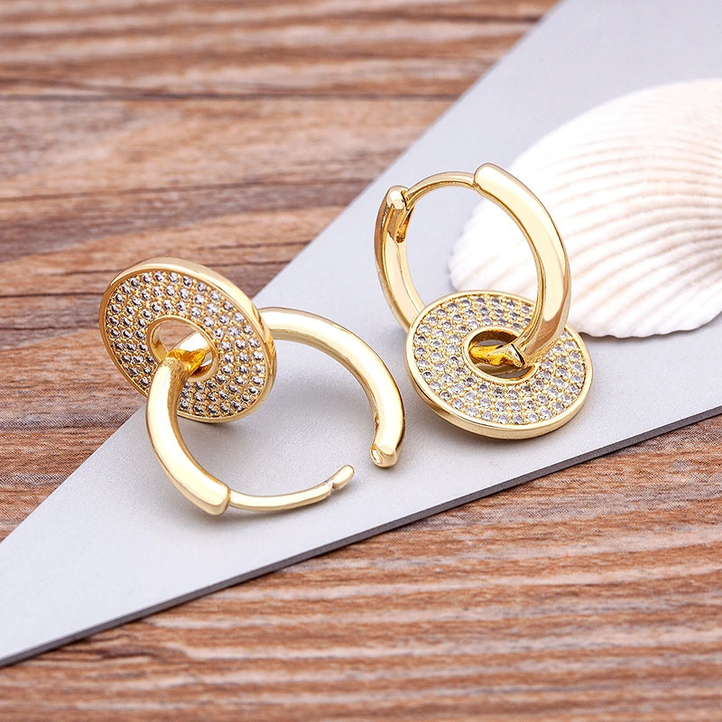 Copper Zircon Ear Buckle for Women Circle Hoop Earrings