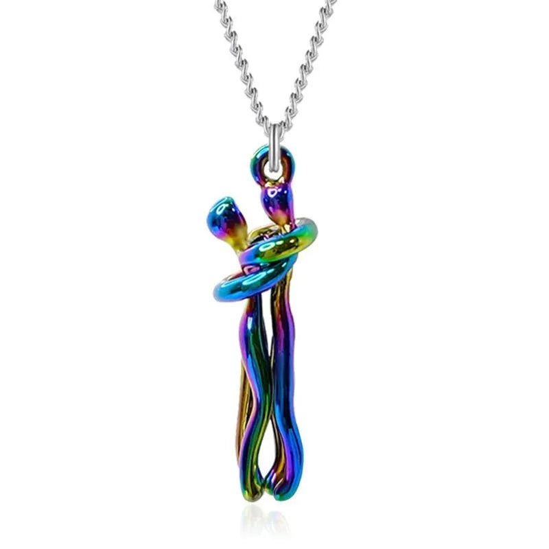 Classic Couple Jewelry Ladies Hug Necklace 316 Stainless Steel Pendant