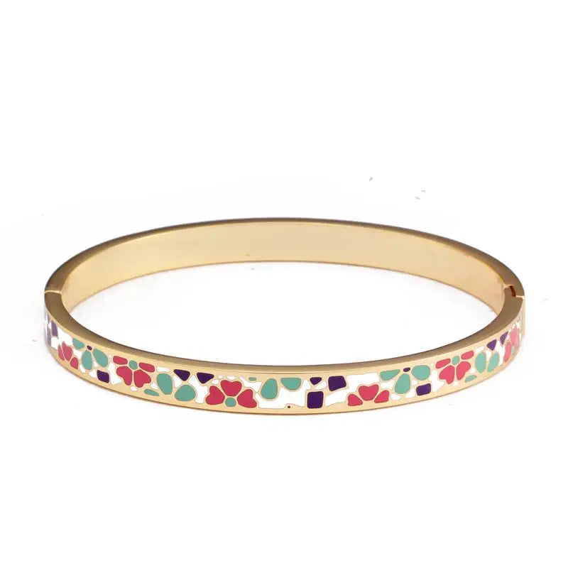 Plated Cuff Sporty Bangles Enamel Women Girls Party Wedding Charm Bangles