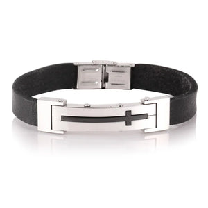 Classic Cross Bracelet Leather Titanium Bracelet