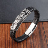 Classic Cross Men's Leather Bracelet Stainless Steel Handsome Bangles