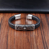 Classic Cross Men's Leather Bracelet Stainless Steel Handsome Bangles