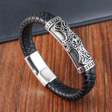 Classic Cross Men's Leather Bracelet Stainless Steel Handsome Bangles