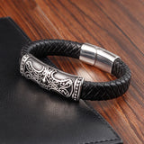 Classic Cross Men's Leather Bracelet Stainless Steel Handsome Bangles