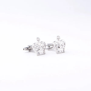 Classic Crown Cufflinks Silvery Plated Shirt Cuff Button Cross Jewelry