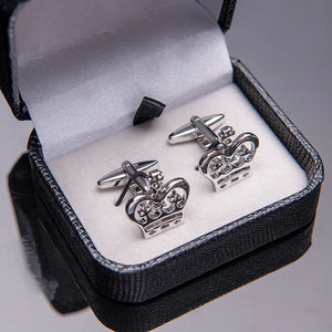 Classic Crown Cufflinks Silvery Plated Shirt Cuff Button Cross Jewelry