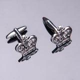 Classic Crown Cufflinks Silvery Plated Shirt Cuff Button Cross Jewelry