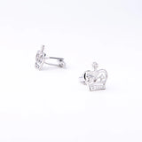 Classic Crown Cufflinks Silvery Plated Shirt Cuff Button Cross Jewelry