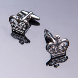 Classic Crown Cufflinks Silvery Plated Shirt Cuff Button Cross Jewelry