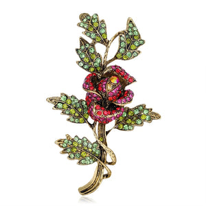 Classic Crystal Flower Brooch Alloy Wedding Casual Pins