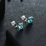 Austria Star Stud Earrings Piercing 925 Silver Jewelry