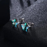 Austria Star Stud Earrings Piercing 925 Silver Jewelry