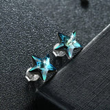Austria Star Stud Earrings Piercing 925 Silver Jewelry