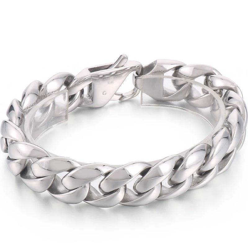 Cuban Chain Men Bracelet Stainless Steel 18MM Width