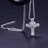 CZ Cross Necklace Silver Chain Hip Hop Men Women