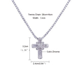 CZ Cross Necklace Silver Chain Hip Hop Men Women