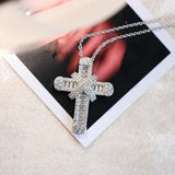 CZ Cross Necklace Silver Chain Hip Hop Men Women
