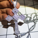 CZ Cross Necklace Silver Chain Hip Hop Men Women