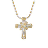 CZ Cross Necklace Silver Chain Hip Hop Men Women