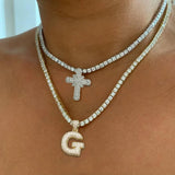 CZ Cross Necklace Silver Chain Hip Hop Men Women