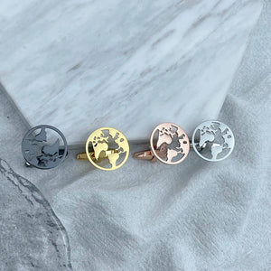 Classic Round World Map Men's Shirt Cuff Button